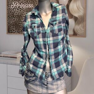 Aeropostale Vintage Y2K Plaid Button Up Shirt